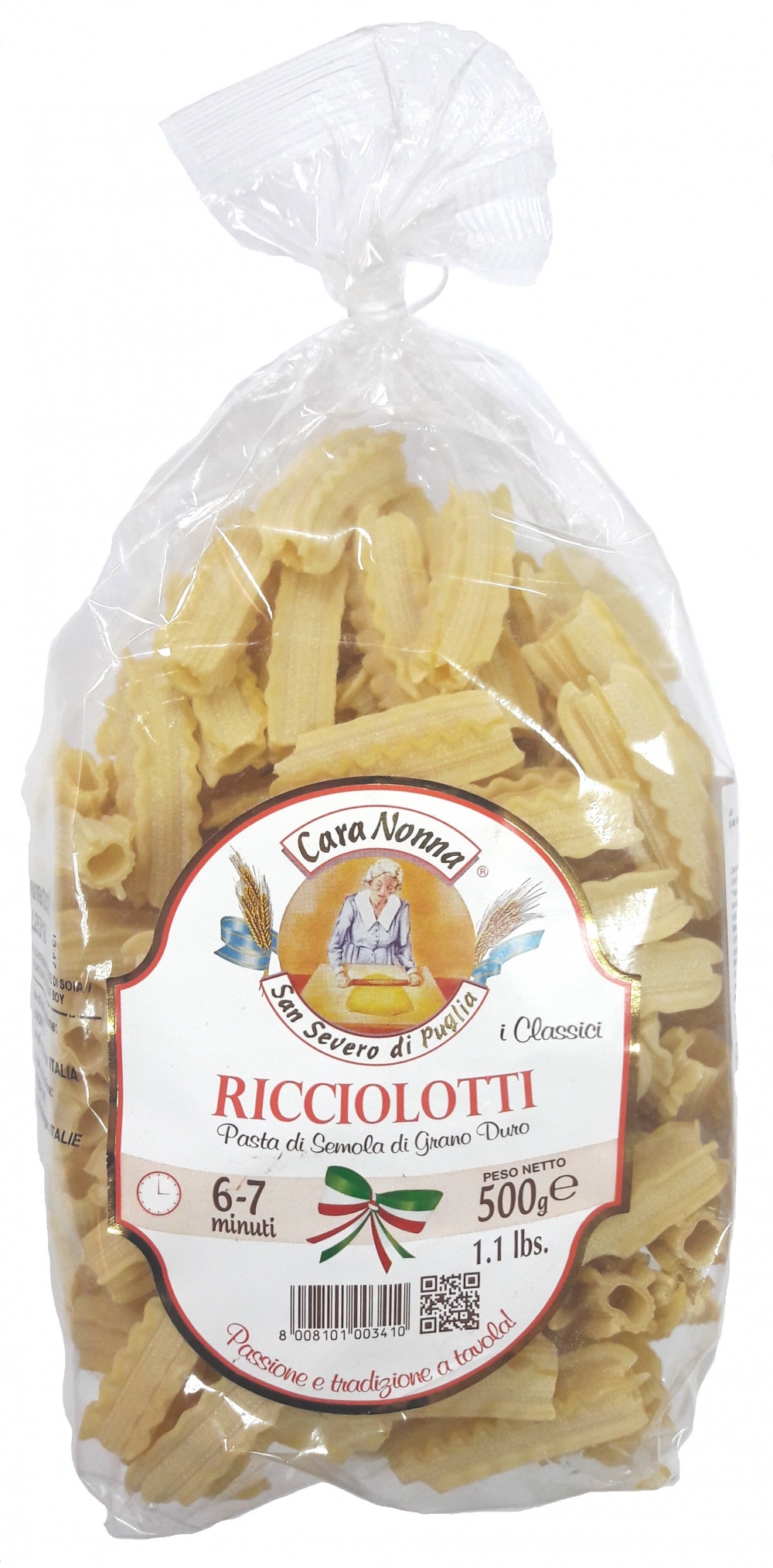 

Паста CARA NONNA RICCIOLOTTI (волнистые) 500г