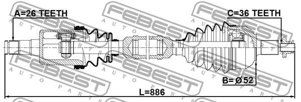 

FEBEST ПРИВОД В СБОРЕ ПРАВЫЙ 26X870X36