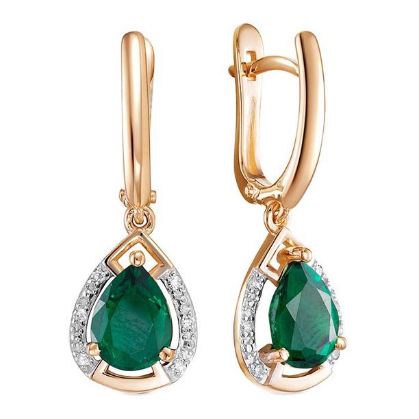 

Серьги из красного золота с изумрудом, бриллиантом Vesna jewelry 22086-151-17-00, 22086-151-17-00