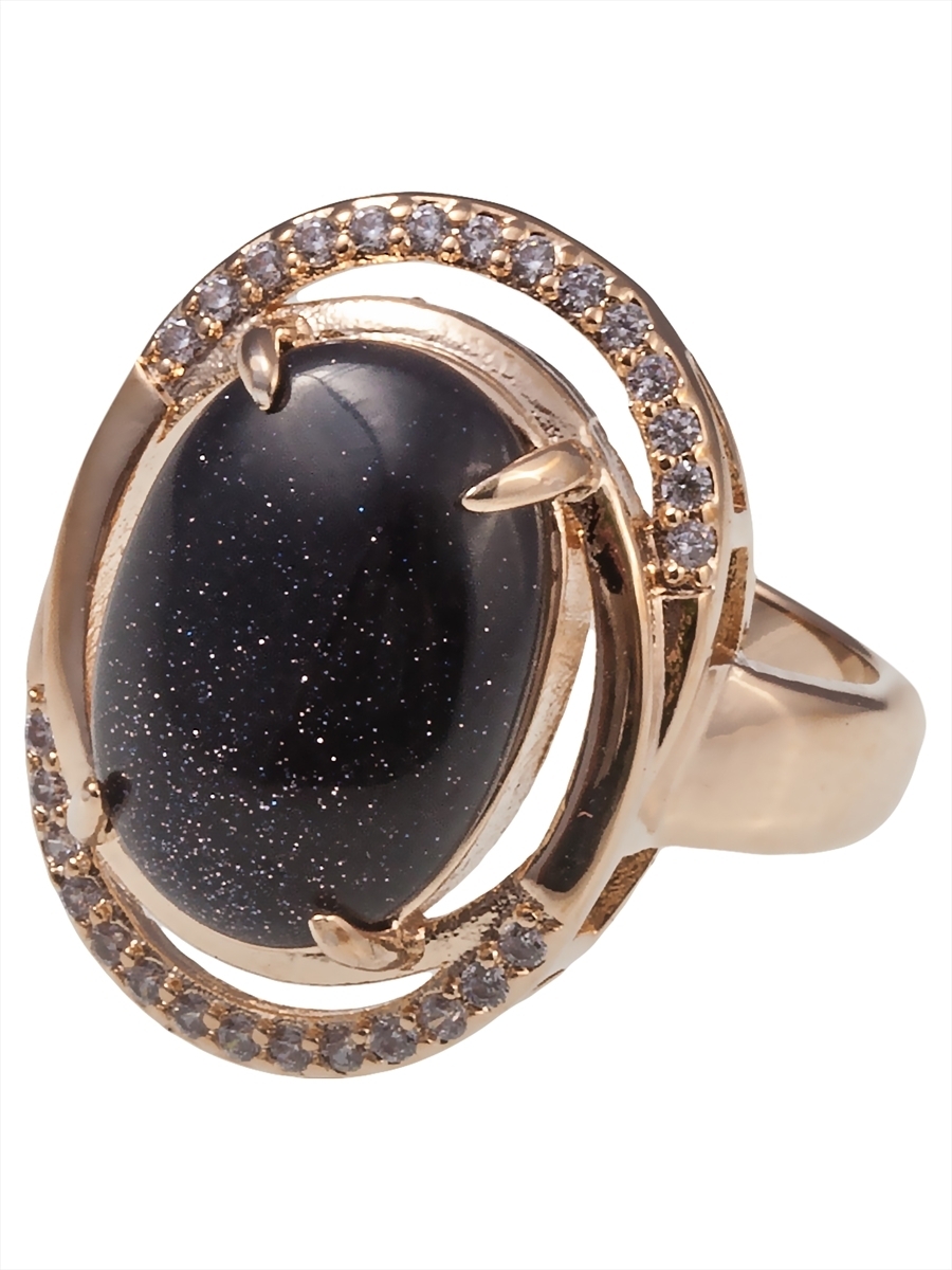 

Кольцо из бижутерного сплава р. 18 Lotus Jewelry Париж 3043R-22bs, авантюрин/циркон, Кольцо с авантюрином "Париж" 3043R-22bs