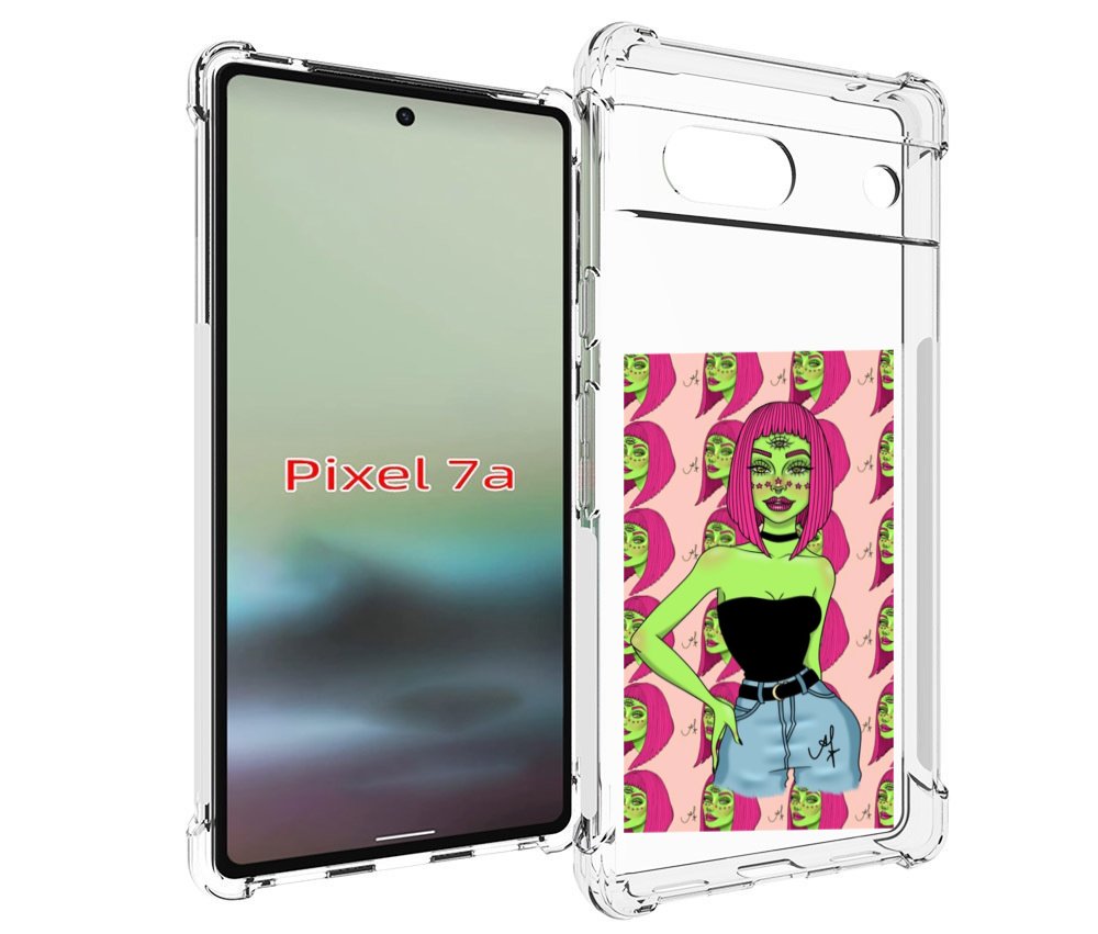 

Чехол MyPads зеленая-девушка-с-глазом женский для Google Pixel 7A, Tocco