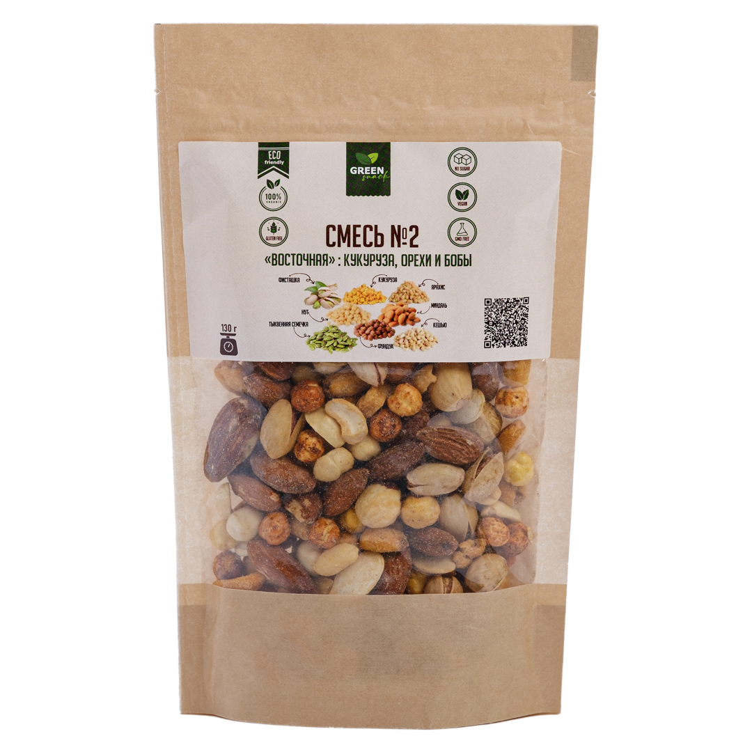 

Смесь орехов, кукурузы и бобов GreenSnack тонкий микс, 130 г