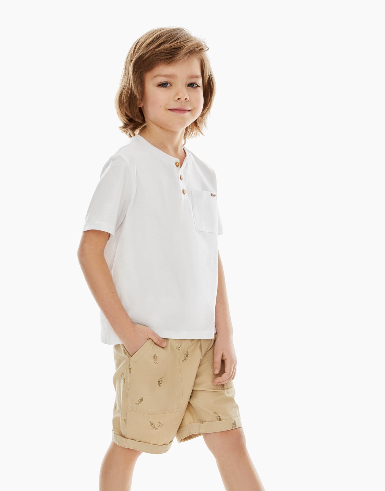 Бежевые шорты Straight с принтом для мальчика р.86