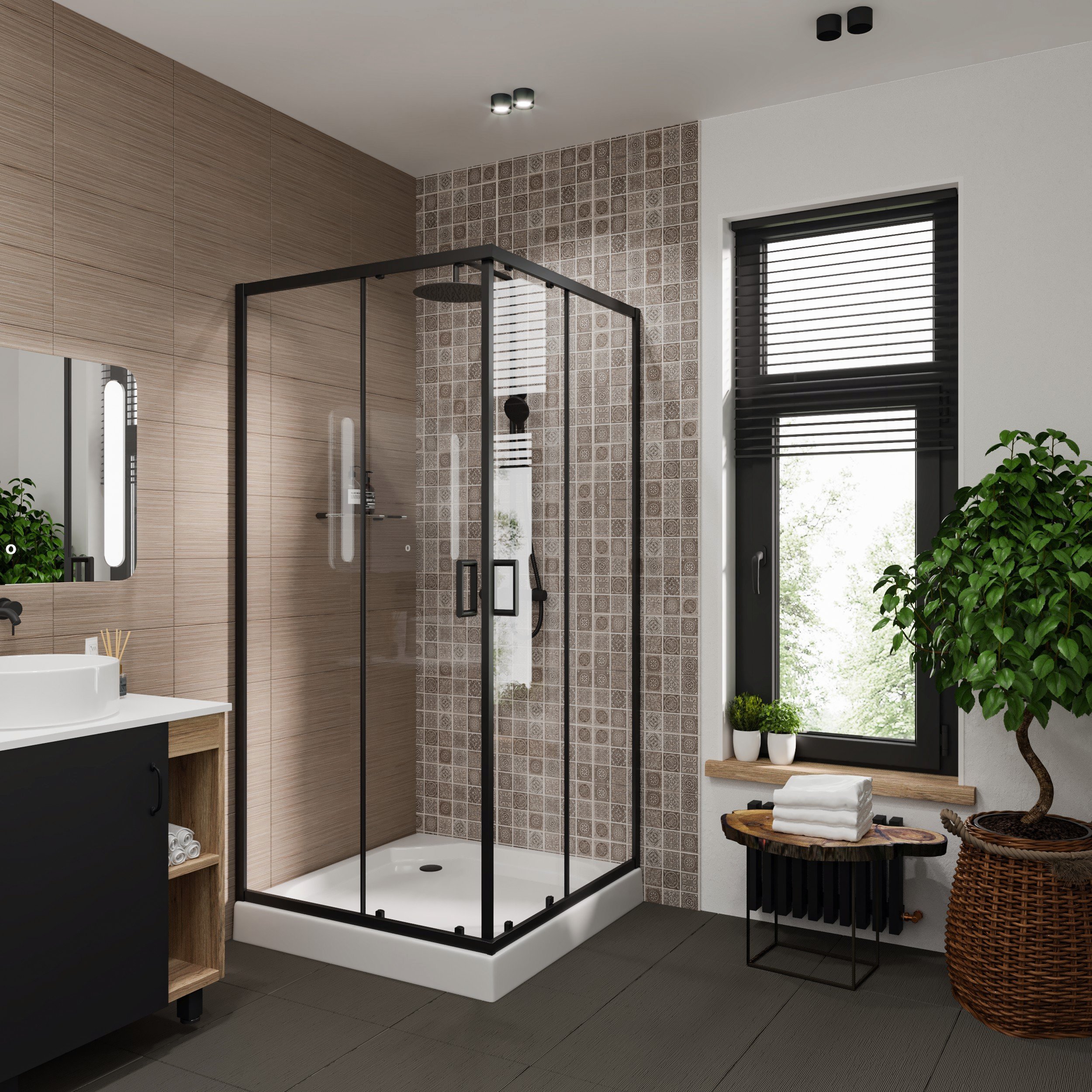 

Niagara Душевой уголок Niagara Nova NG-6809-08 BLACK 100x100, квадратный, черный