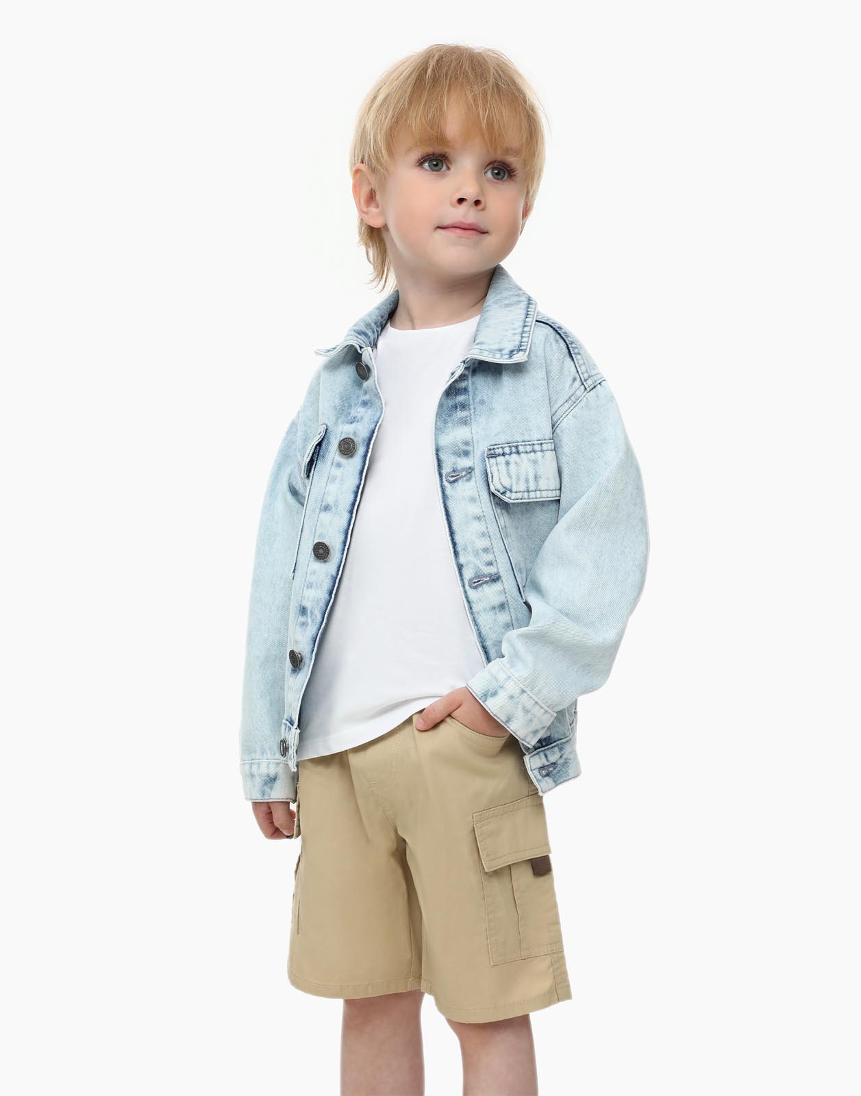 Бежевые шорты Straight с карманами-карго для мальчика р.110