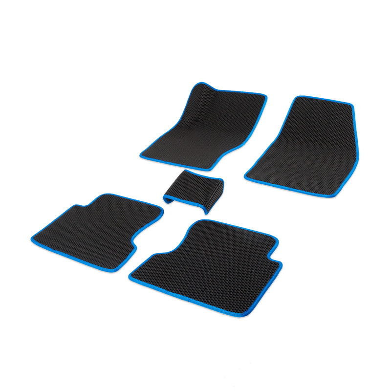 Комплект ковриков в салон с 3D лапкой ЭВА CellMat Мерседес Бенц S W221, черный-синий