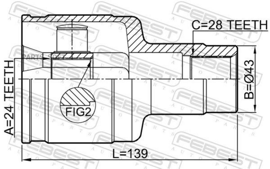 

FEBEST ШРУС ВНУТРЕННИЙ ПРАВЫЙ 24X43X28
