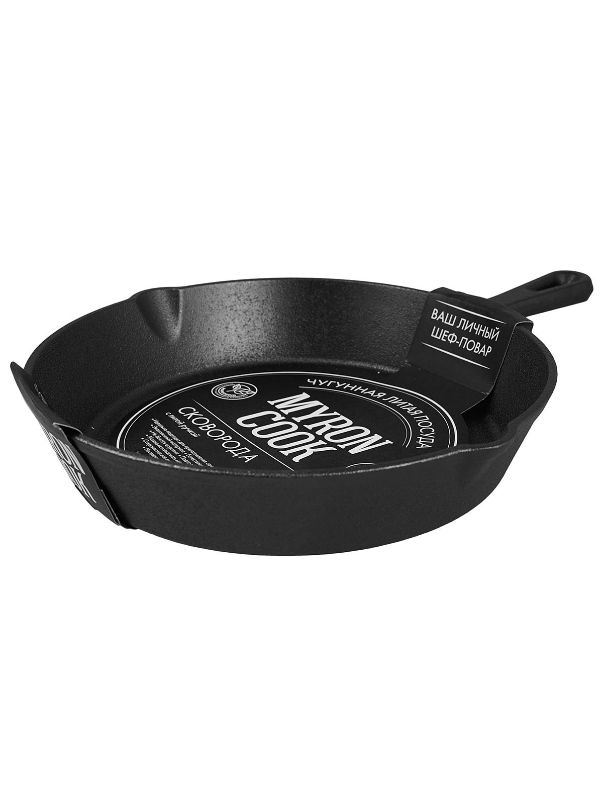 

Сковорода MY REAL IRON COOK Tradition чугунная, с литой ручкой, 24,5 см, Черный