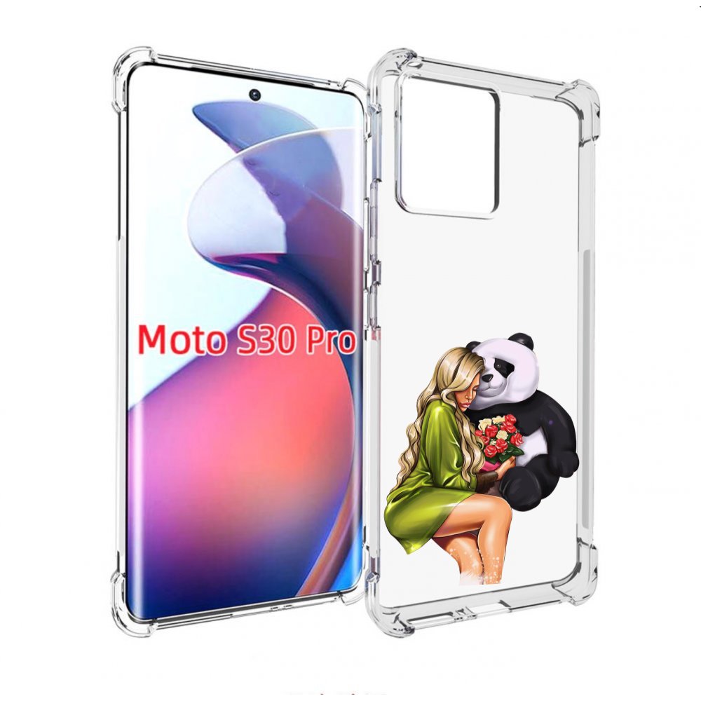 

Чехол MyPads Девушка-с-пандой-с-букетом женский для Motorola Moto S30 Pro, Прозрачный, Tocco