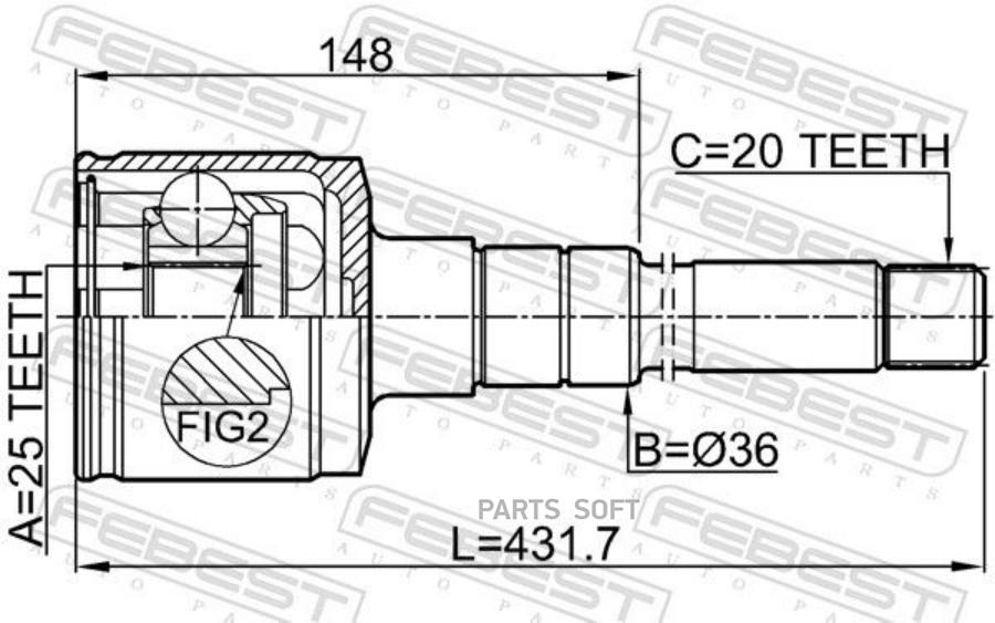 

FEBEST ШРУС ВНУТРЕННИЙ ПРАВЫЙ 25X36X20