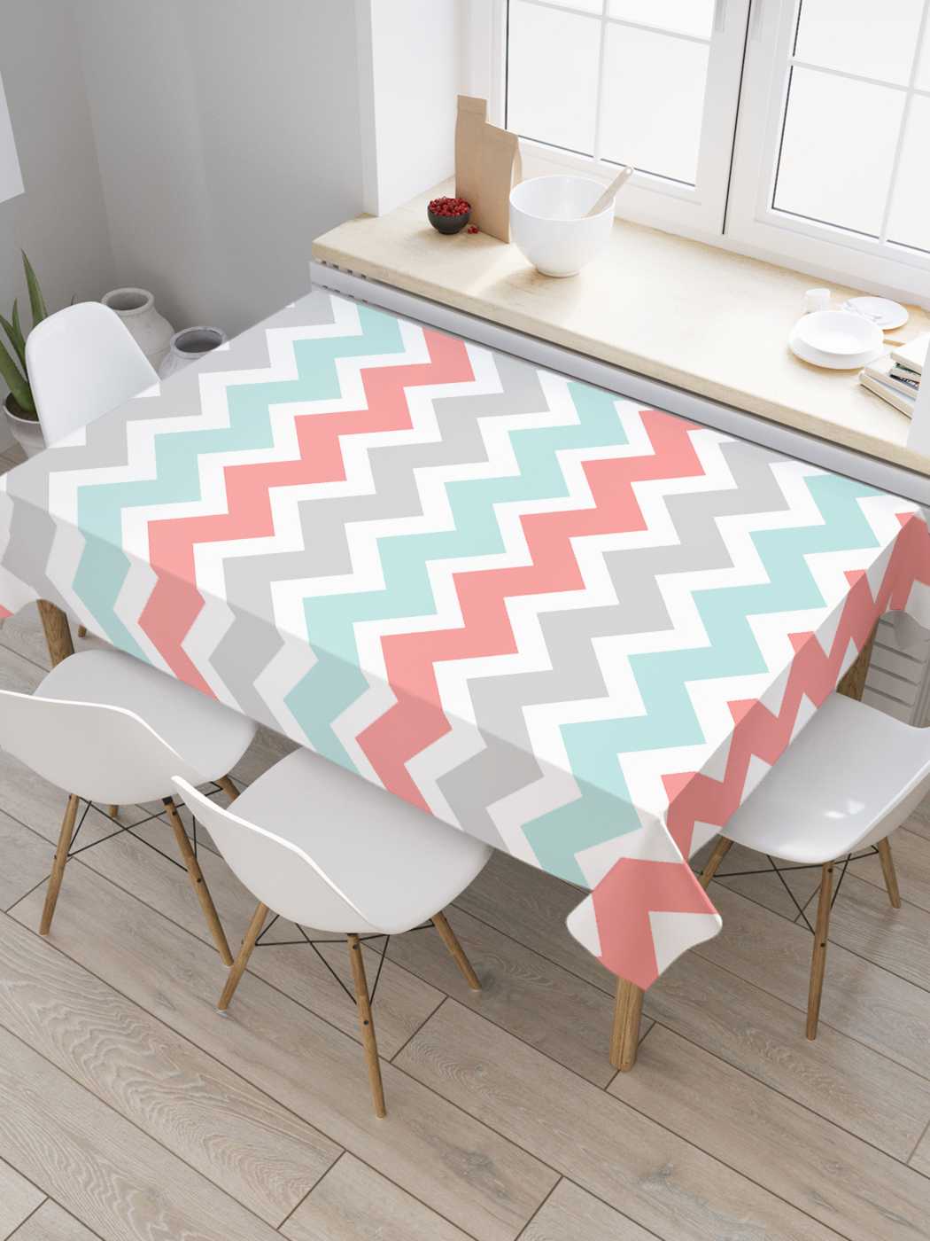 

Скатерть прямоугольная JoyArty "Классические зигзаги" из сатена, 180x145 см, Зеленый, Классические зигзаги