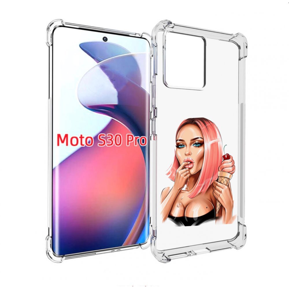 

Чехол MyPads Девушка-и-мороженое женский для Motorola Moto S30 Pro, Прозрачный, Tocco