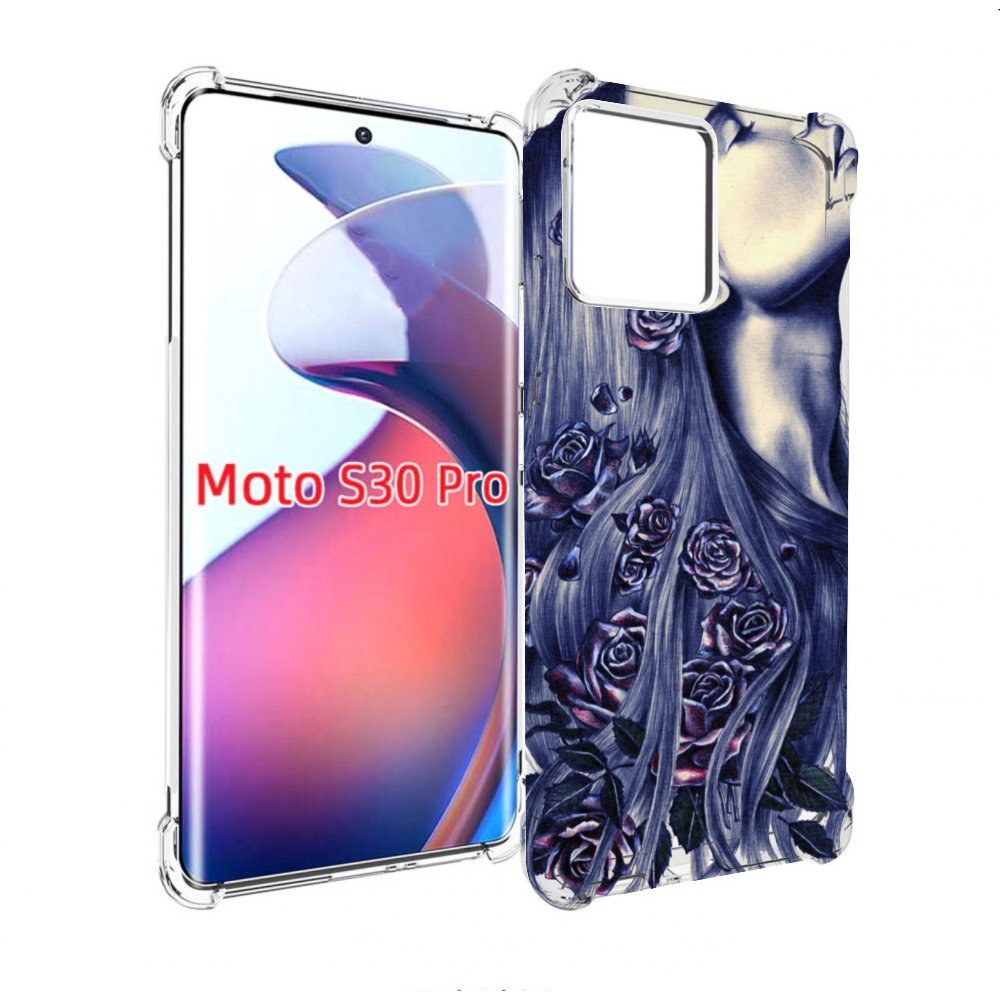 

Чехол MyPads Девушка с розами женский для Motorola Moto S30 Pro, Прозрачный, Tocco