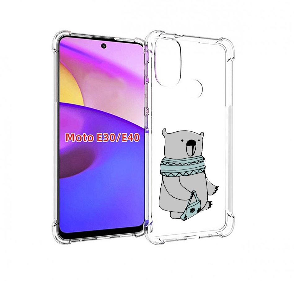 

Чехол бампер MyPads Модный медведь для Motorola Moto E30., Прозрачный, Tocco
