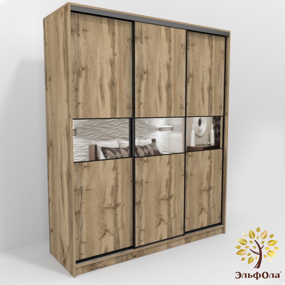 

Шкаф-купе ЭльфОла Шкаф купе Гамма, 175х45х220 см, дуб вотан, Бежевый;коричневый, Гамма
