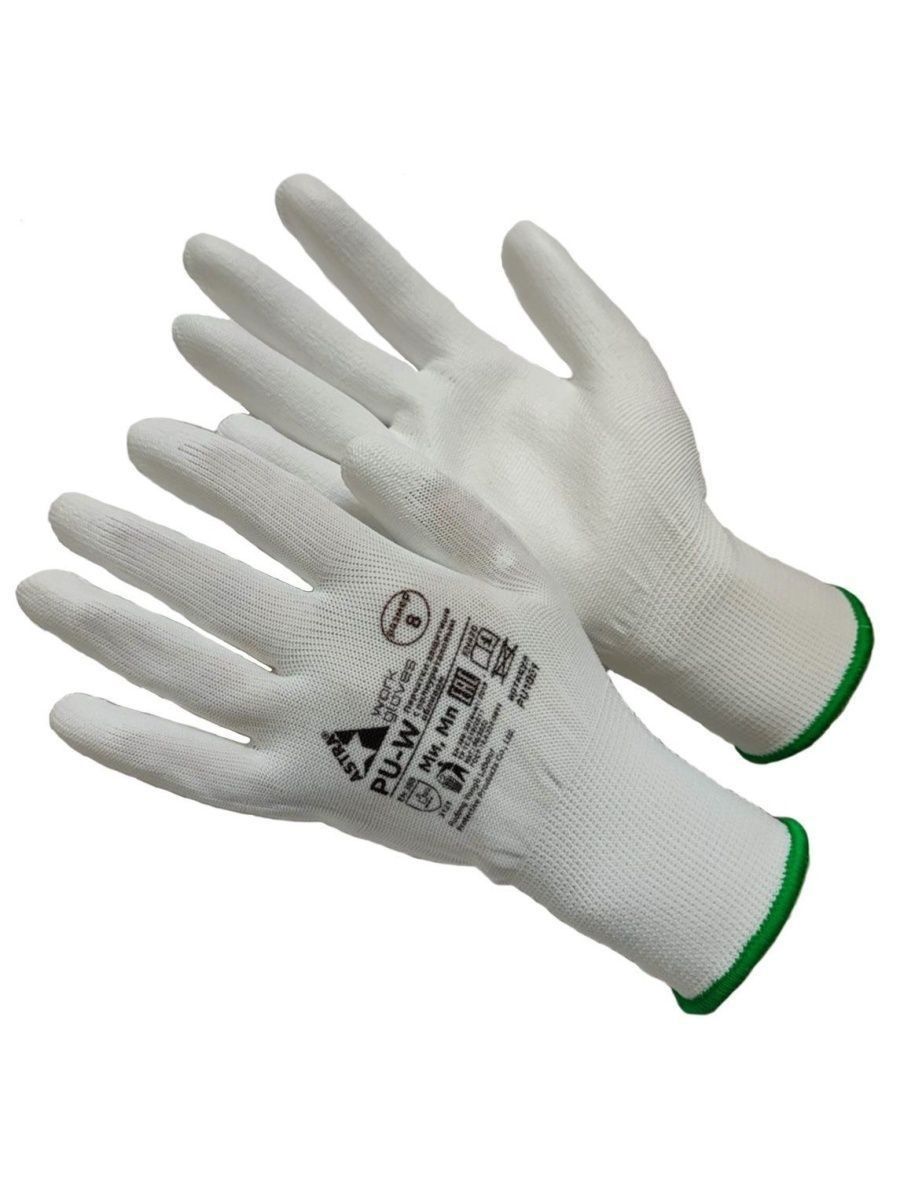 Перчатки Gward, белые, Astra Pu-W, размер 7, S, 6 бесшовные перчатки tegera
