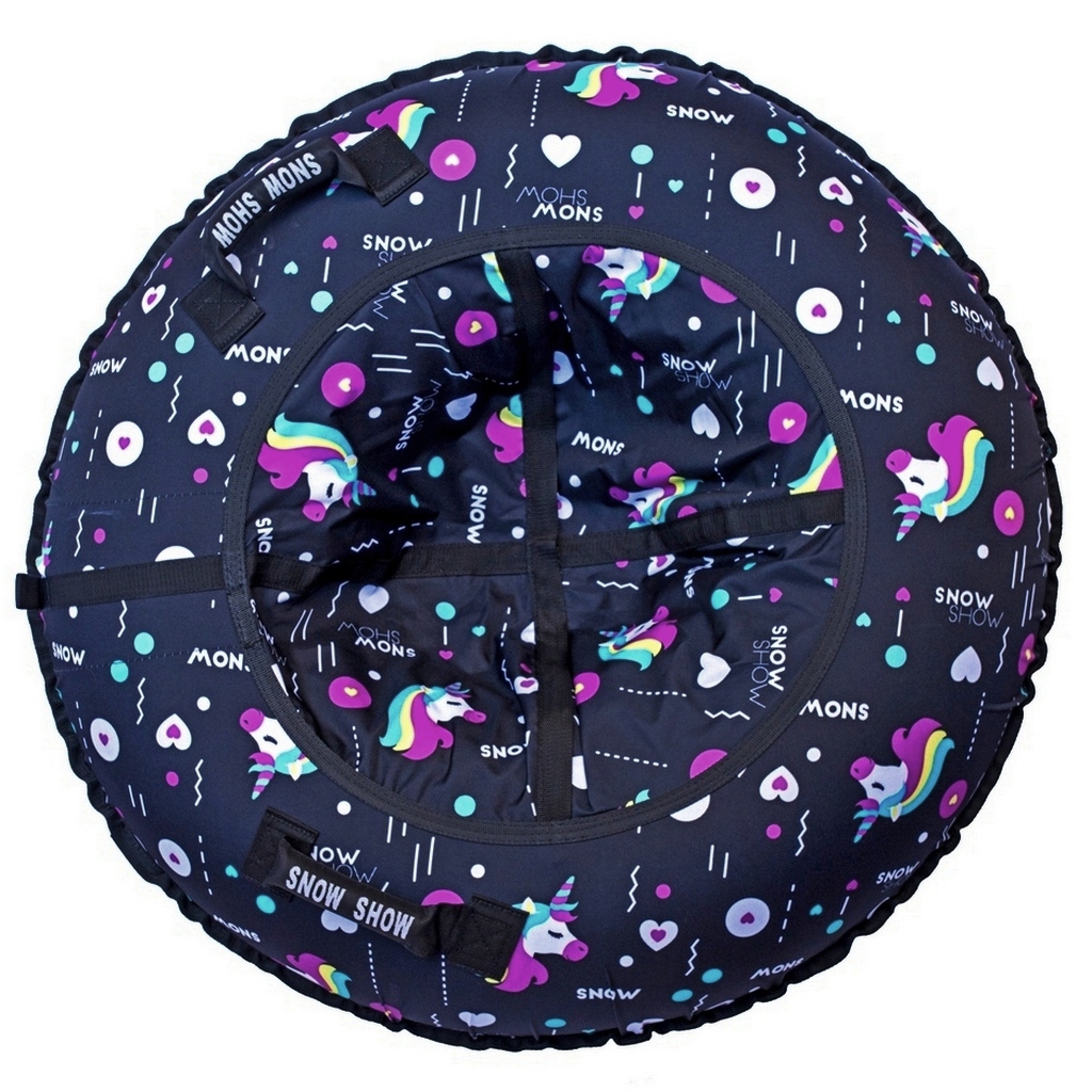 Тюбинг SnowShow RT Единорог на чёрном + автокамера, диаметр 105 см тюбинг snowshow пончики автокамера 118 см