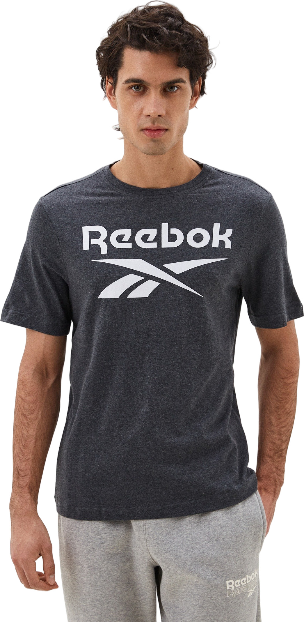 

Футболка мужская Reebok Identity Stacked Logo T-Shirt серая XL, Серый, Identity Stacked Logo T-Shirt