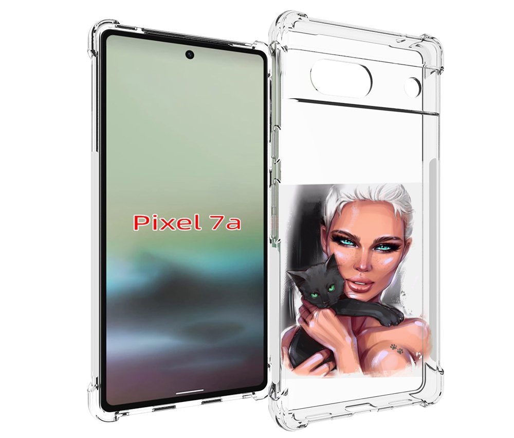 

Чехол MyPads девушка-с-черным-котиком женский для Google Pixel 7A, Tocco