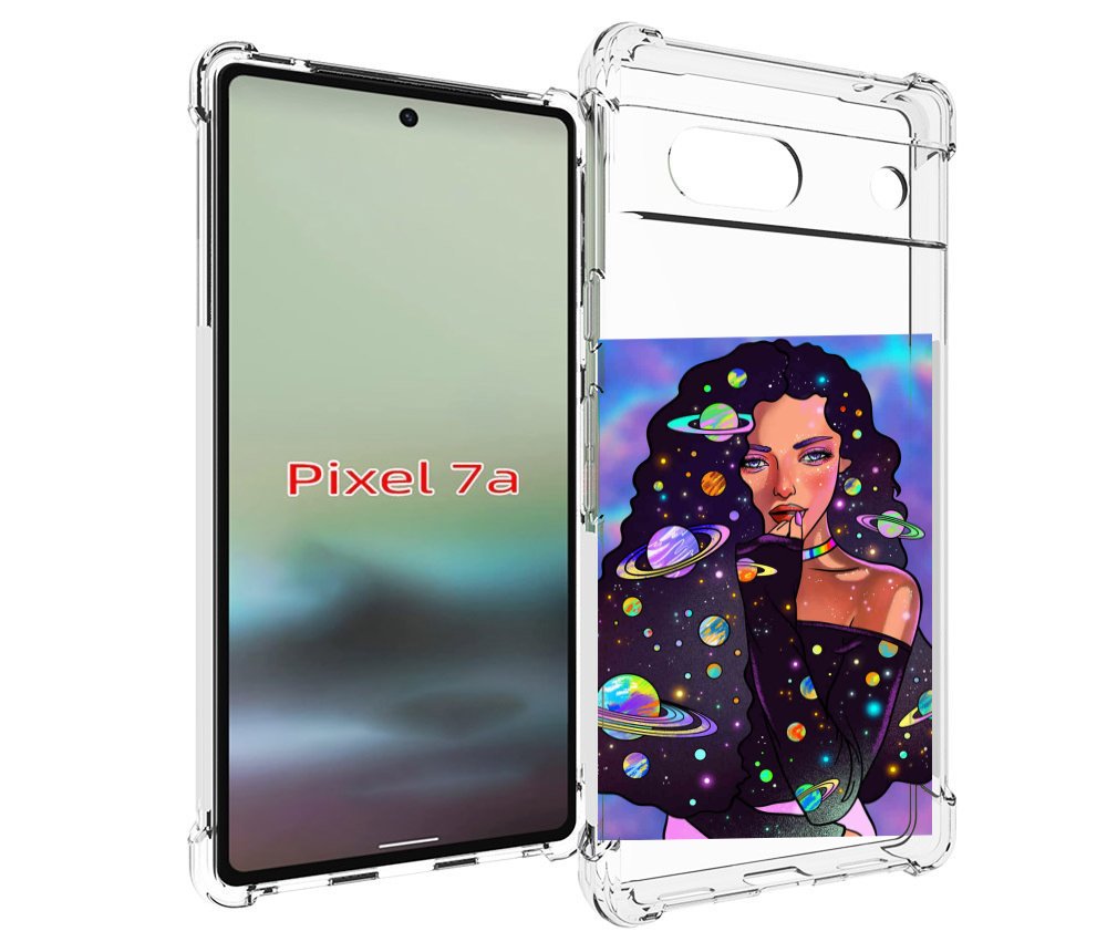 

Чехол MyPads девушка-с-планетами-в-волосах женский для Google Pixel 7A, Tocco