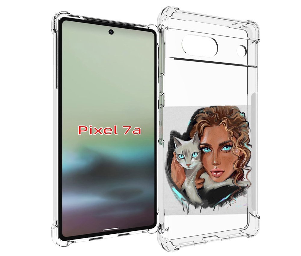 

Чехол MyPads девушка-с-котом-голубые-глаза женский для Google Pixel 7A, Tocco