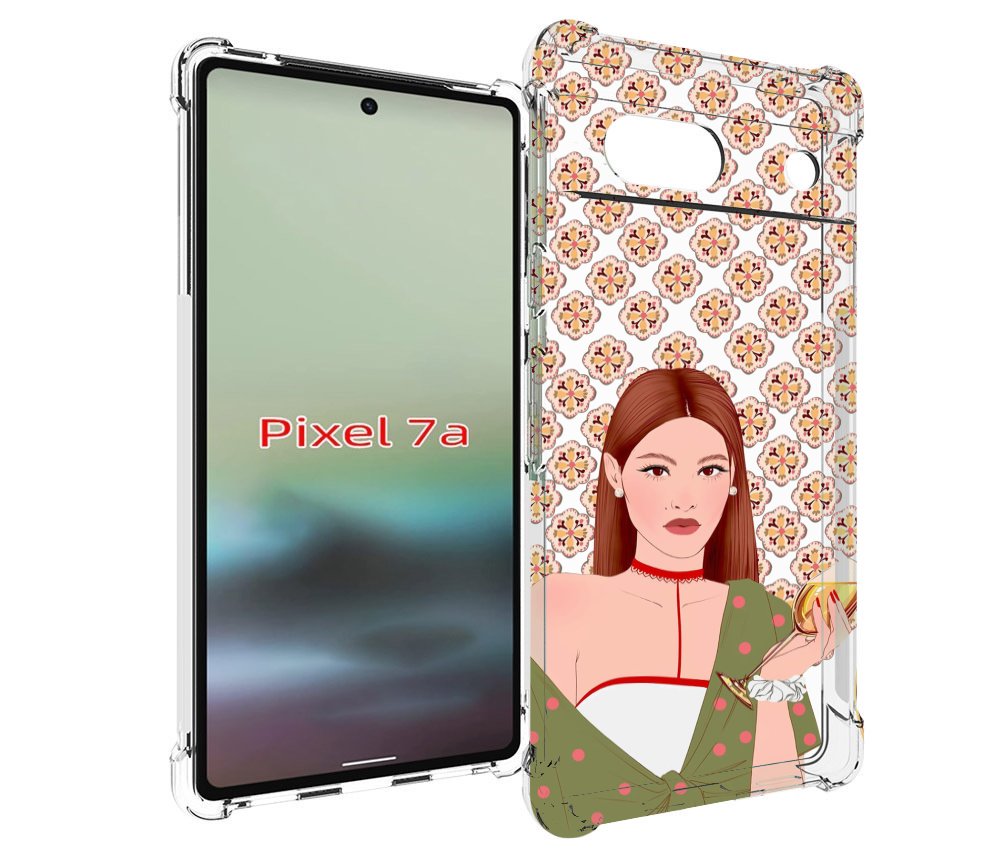 

Чехол MyPads девушка-с-вином-рисунок женский для Google Pixel 7A, Tocco