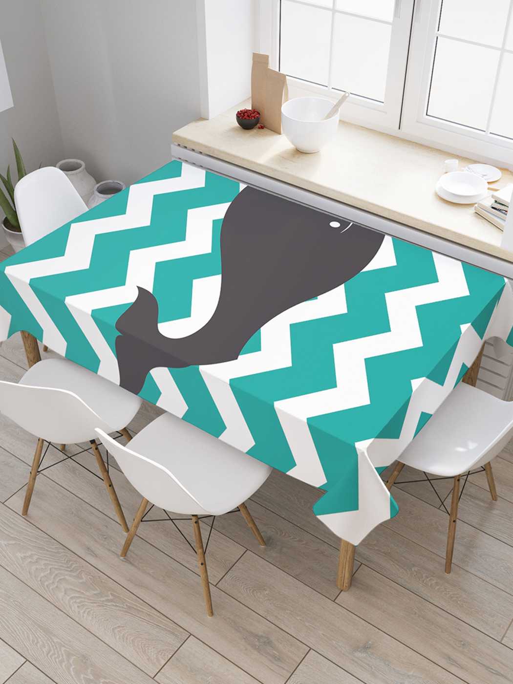 

Скатерть прямоугольная JoyArty "Кит на зигзагах" из сатена, 180x145 см, Зеленый, Кит на зигзагах