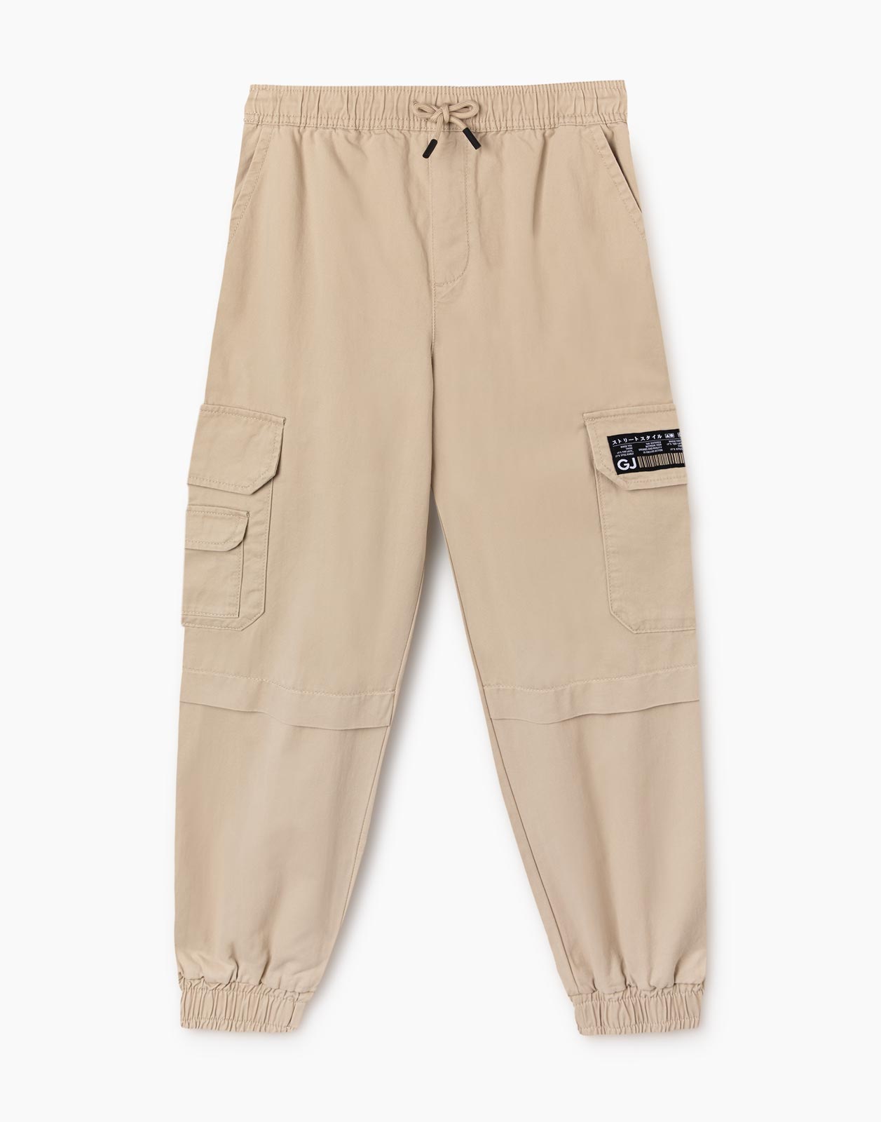 Бежевые брюки с карманами-карго для мальчика р.122
