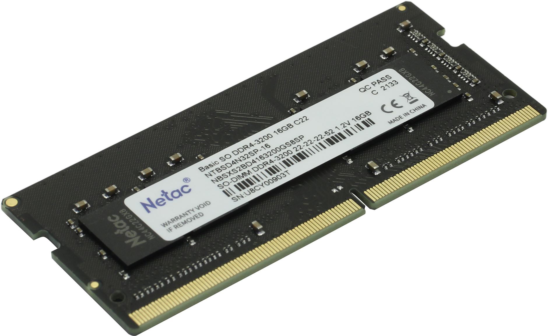 Оперативная память Netac 16Gb DDR4 3200MHz SO-DIMM (NTBSD4N32SP-16)