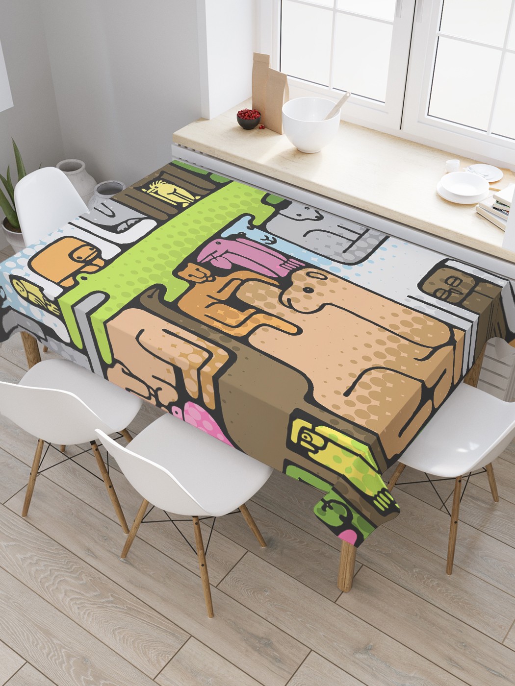 

Скатерть прямоугольная JoyArty "Животный пазл" из оксфорда, 120x145 см, Коричневый, Животный пазл