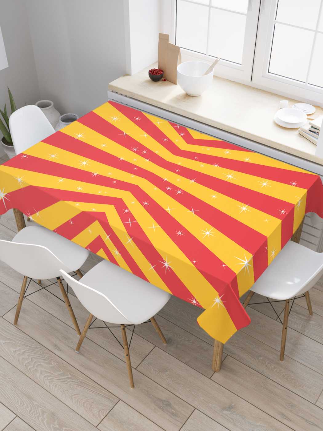 

Скатерть прямоугольная JoyArty "Блестящие полосы" из сатена, 180x145 см, Оранжевый, Блестящие полосы