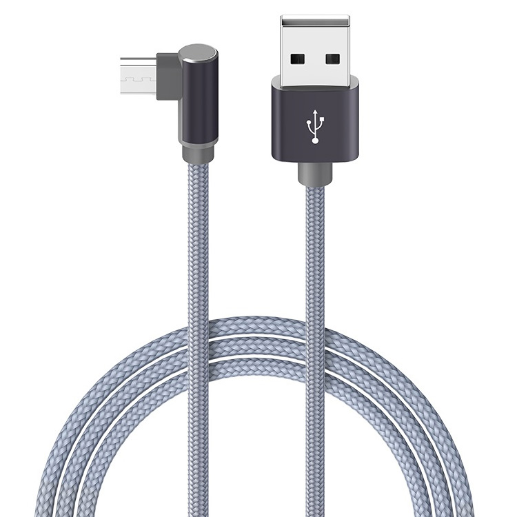 фото Кабель usb 2.0 a (m) - micro usb 2.0 b (m) 1м угловой borofone bx26 express - metal gray