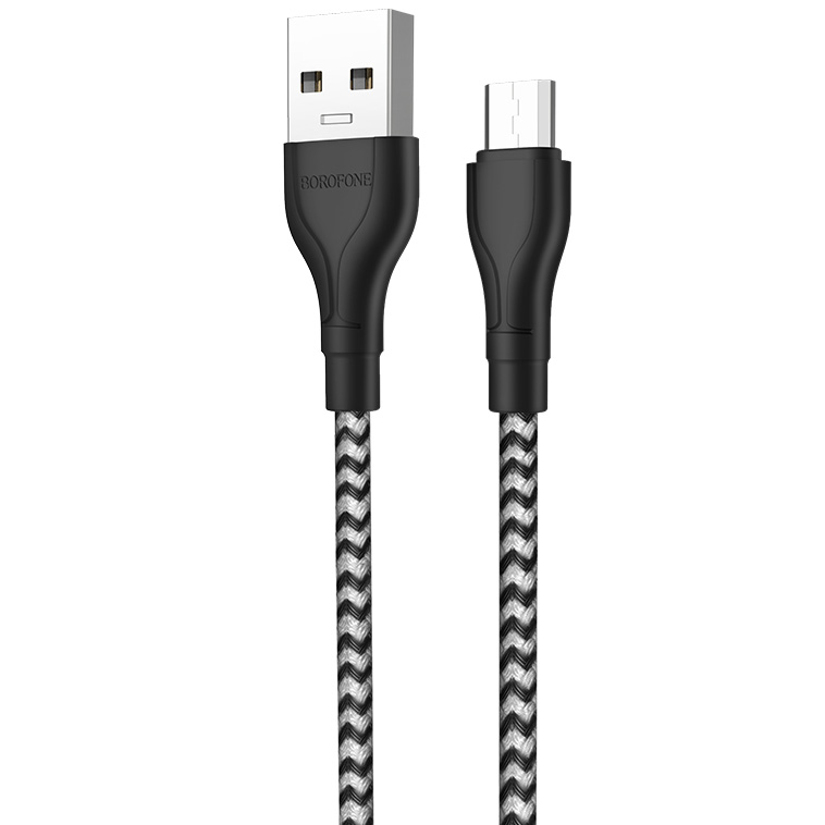 фото Кабель usb 2.0 a (m) - micro usb 2.0 b (m) 1м borofone bx39 beneficial - черный/белый