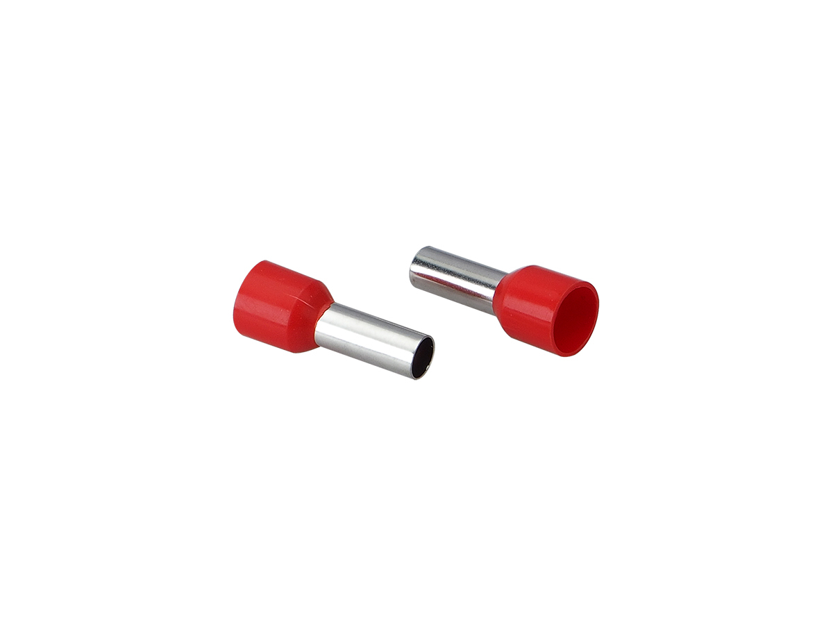 Клемма-втулка металлическая AurA APT-080R, 8 мм2, цвет красный, 50 шт.