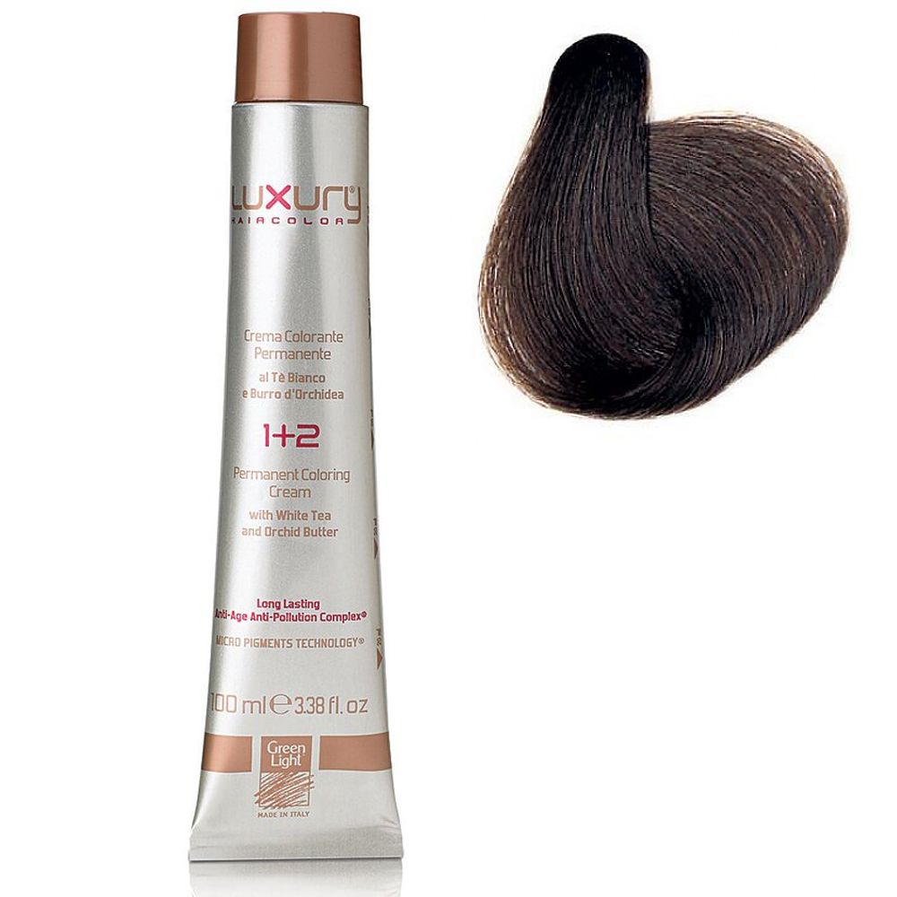 Стойкая крем-краска Теплый светлый каштан 5.003 Luxury Hair Color Warm Light Brown 5.003 теплый мех автомобильных рулевое колесо обложка универсальный рулевое колесо плюшевый автомобиль рулевое колесо охватывает