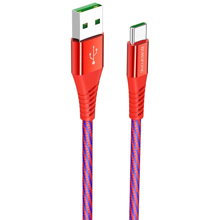 фото Кабель usb 2.0 a (m) - usb type-c (m) 1.2м borofone bu13 craft - красный