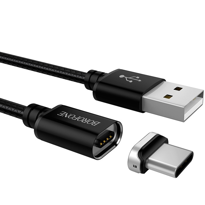 фото Магнитный кабель usb 2.0 a (m) - usb type-c (m) 1.2м borofone bu1 magjet - черный