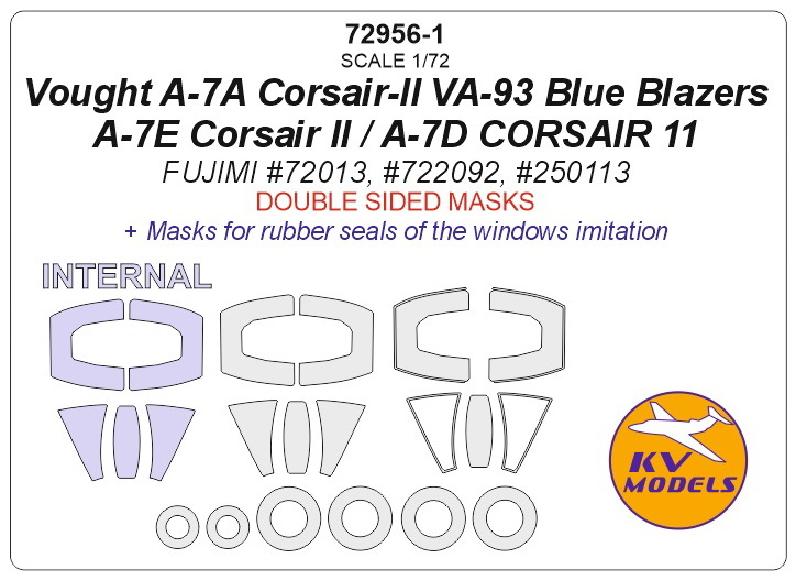 

Маска KV Models 1/72 для Vought A-7A Corsair-II VA-93 Blue Blazers, A-7E Corsair