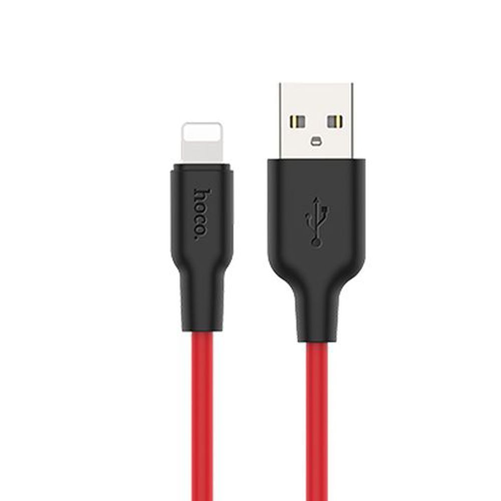 фото Кабель usb 2.0 a (m) - lightning (m) 1м hoco x21 plus - черный/красный