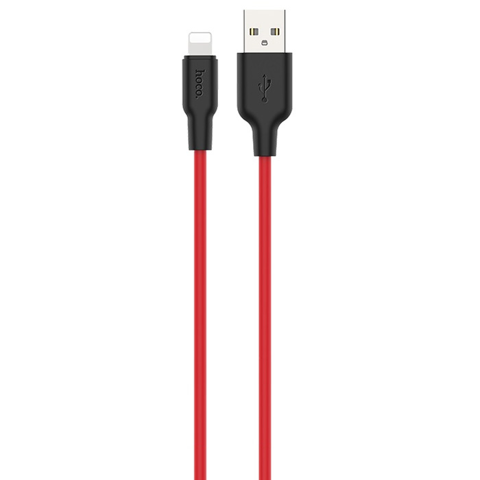 фото Кабель usb 2.0 a (m) - lightning (m) 1м hoco x21 plus - черный/красный