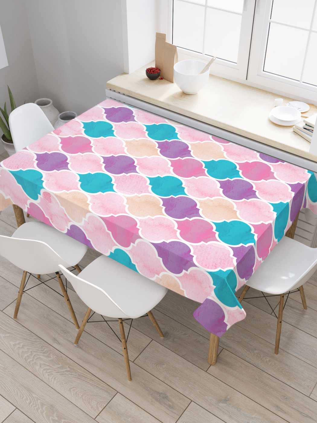 

Скатерть прямоугольная JoyArty "Орнаментные блики" из сатена, 180x145 см, Голубой, Орнаментные блики