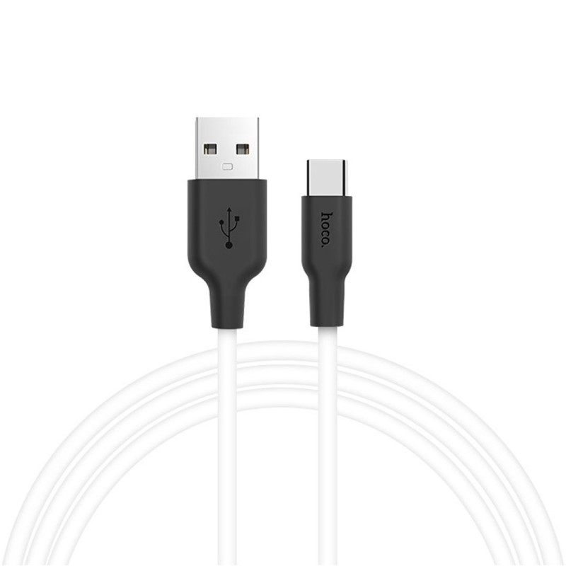 фото Кабель usb 2.0 a (m) - usb type-c (m) 1м hoco x21 silicone - черный/белый