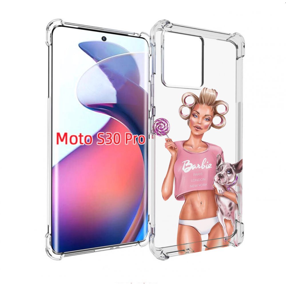 

Чехол MyPads Барби-с-собачкой женский для Motorola Moto S30 Pro, Прозрачный, Tocco