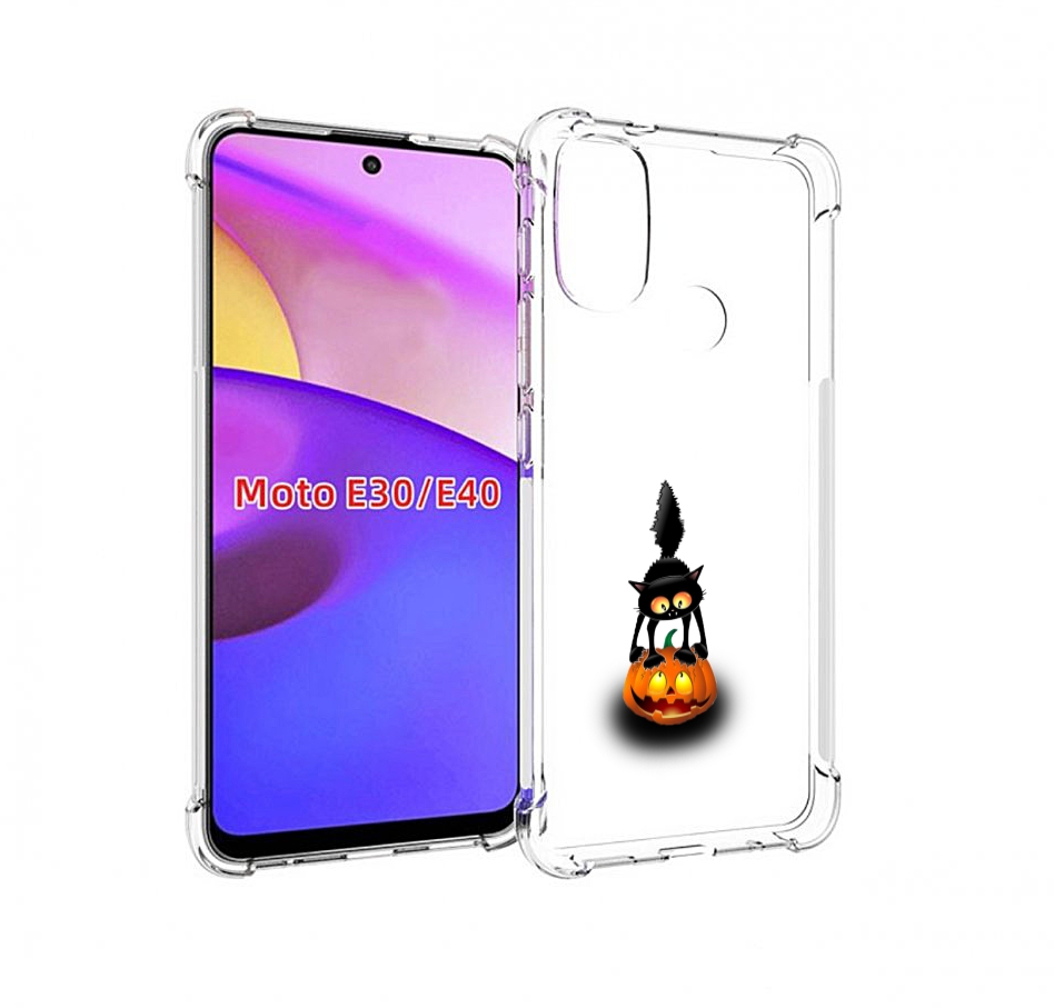 

Чехол бампер MyPads Котик с тыквой для Motorola Moto E30., Прозрачный, Tocco