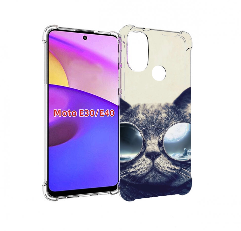 

Чехол бампер MyPads Кот-в-очках-2 для Motorola Moto E30., Прозрачный, Tocco