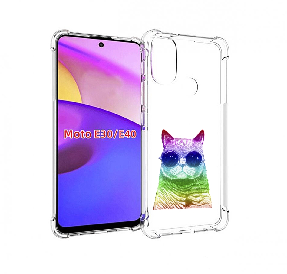 

Чехол бампер MyPads Кот в очках для Motorola Moto E30., Прозрачный, Tocco