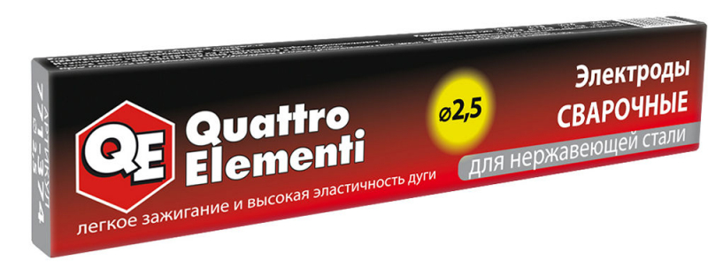 

Электроды сварочные по нержавейке 2,5 мм, масса 0,9 кг, QUATTRO ELEMENTI