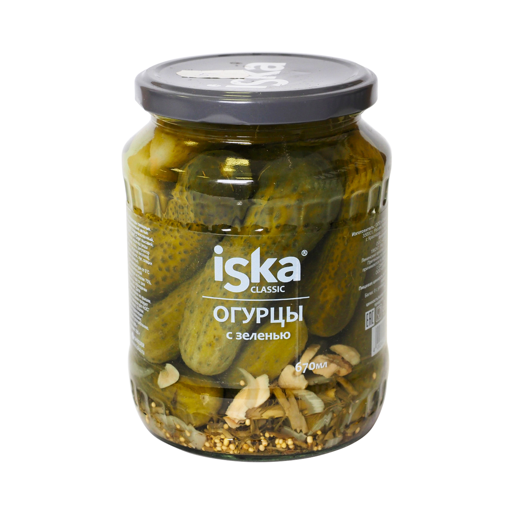 

Огурцы Iska маринованные 6-9 см 680 г