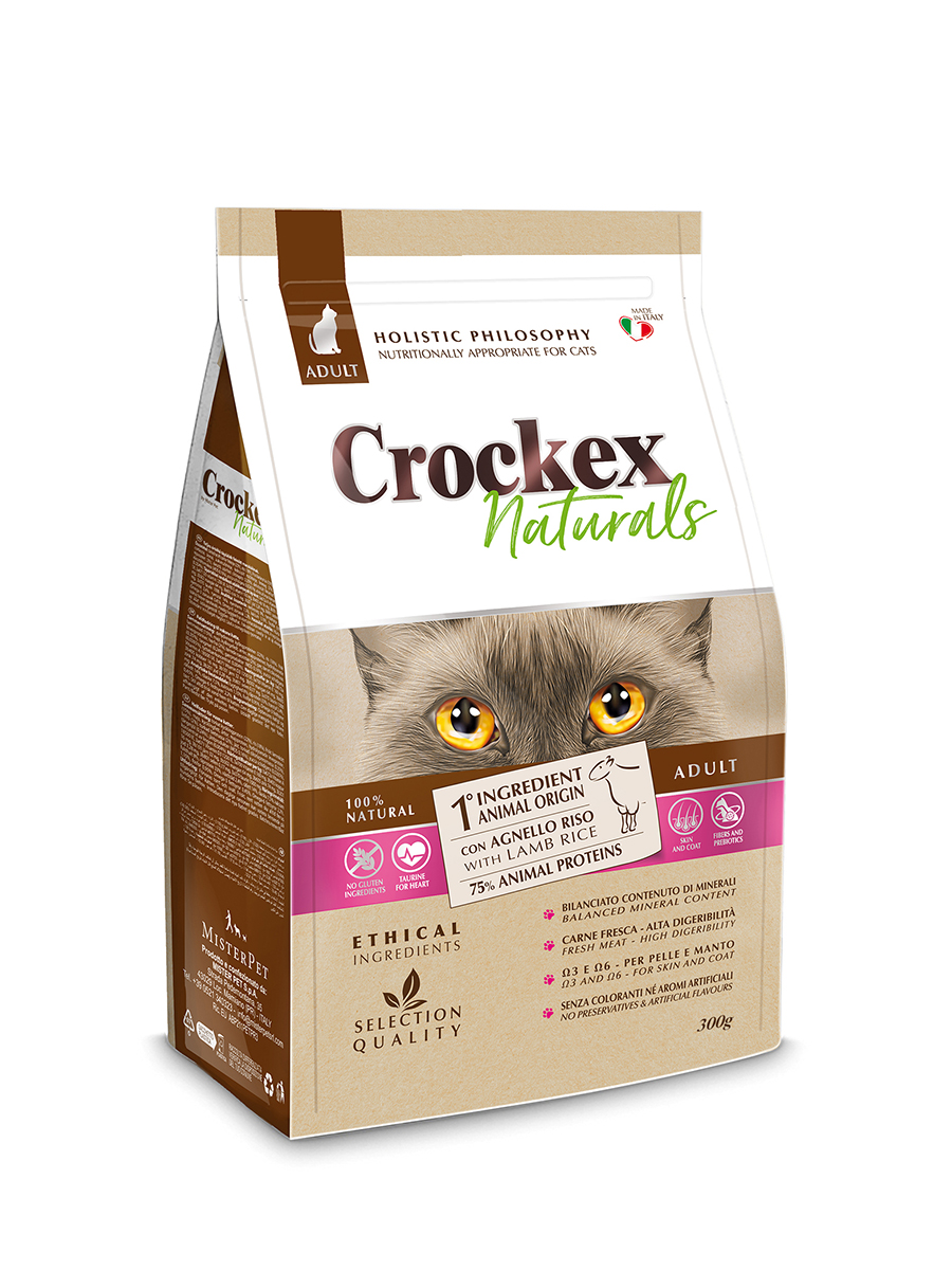 фото Сухой корм для кошек crockex wellness naturals, рис, ягненок, 0.3кг