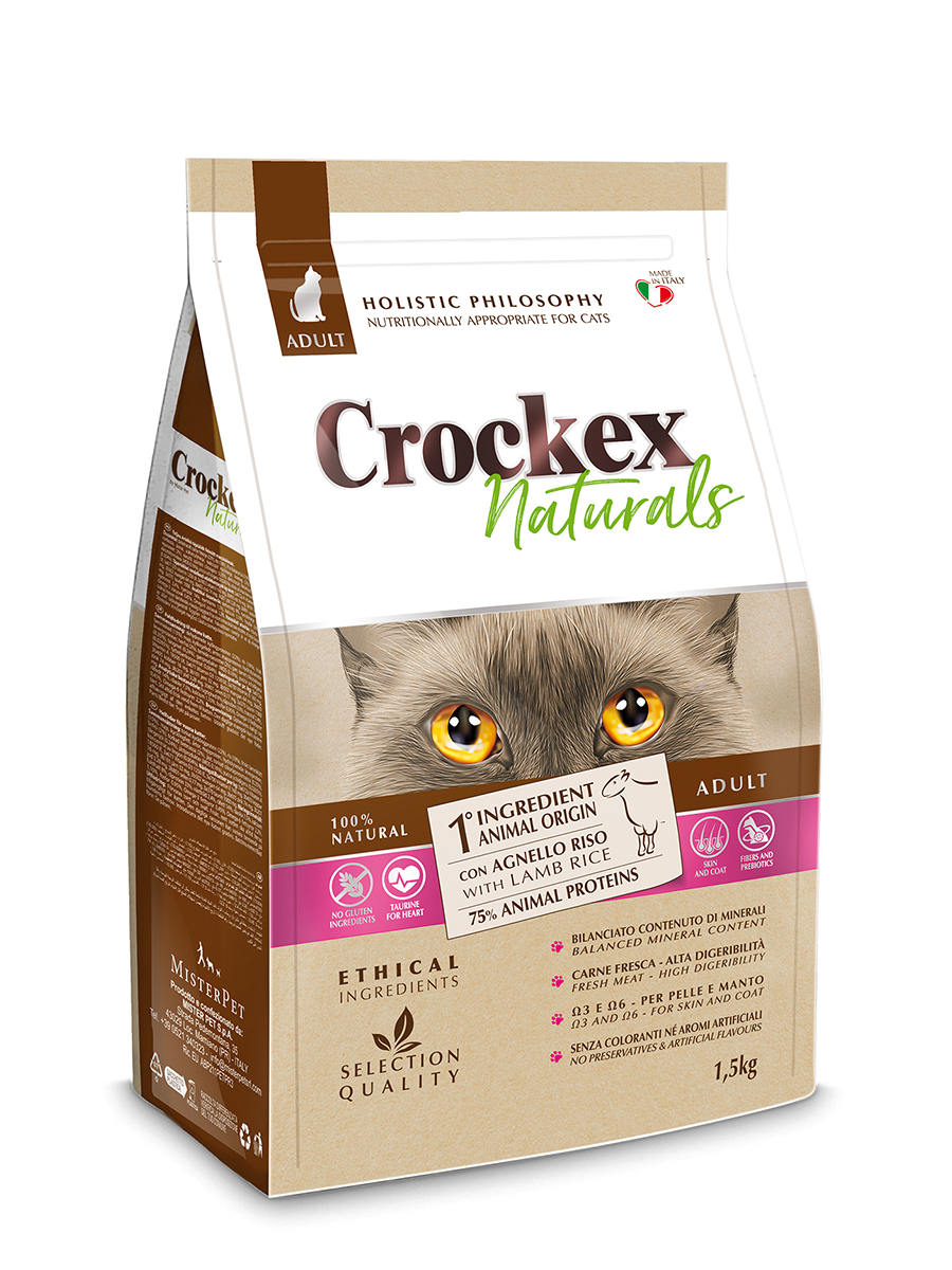 Сухой корм для кошек Crockex Wellness Naturals, ягненок, рис, 1.5кг